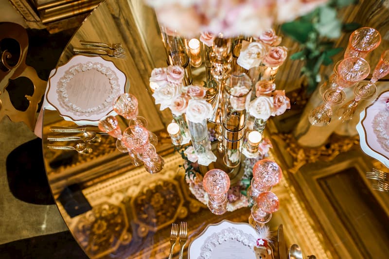 Wedding Centerpieces and decor gold and blush colors