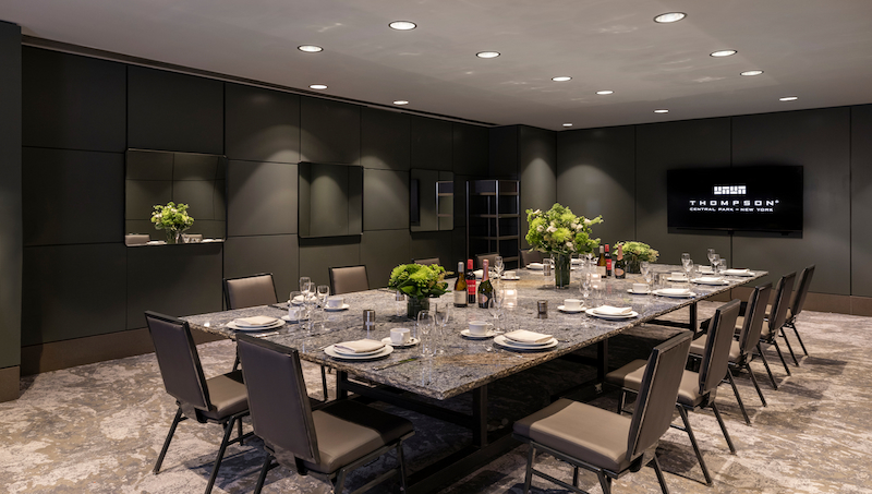 Small private event space at Thompson Central Park NYC, perfect for intimate dinners or breakout sessions Billie Conference Social 1